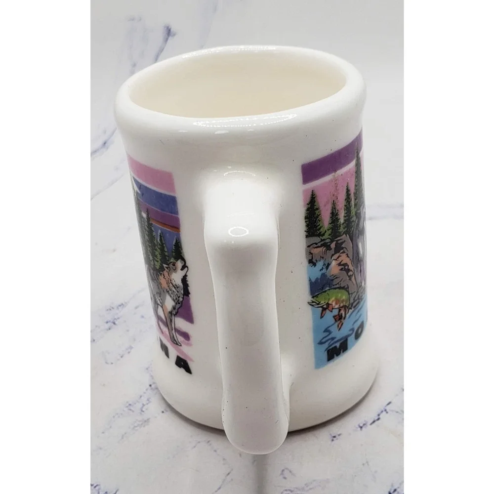 Montana Souvenir Tourist White Mini Mug Toothpick Holder Ceramic Shot Glass